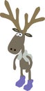 Deer with horns cute in pastel colors, isolate on white background